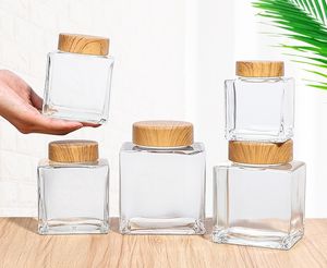 Botella de cristal de miel de 250g, Nido de Pájaro de <span class=keywords><strong>grano</strong></span> de madera cuadrado plano grueso, mermelada, <span class=keywords><strong>jalea</strong></span> <span class=keywords><strong>real</strong></span>, 1 Catty 2 Catty Honey, botella vacía sellada - Product Image 4