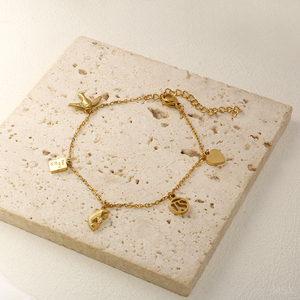 Fashion Women <strong>UK</strong> King Buckle Link Chain Charm 18K Gold Crystal Minimalist Variety Charm Stainless Steel Bracelet Jewelry - Product Image 6