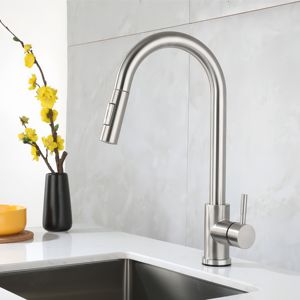 ก๊อกน้ำอ่างล้างหน้าในครัวสีดำ2024ก๊อกน้ำทองเหลือง<span class=keywords><strong>ซิงค์</strong></span><span class=keywords><strong>ครัว</strong></span>สังกะสีแบบดึงลงพ่นราคาถูก - Product Image 5