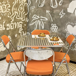 เหล็กคาเฟ่2อุตสาหกรรมเฟอร์นิเจอร์ร้านอาหารใหม่สำหรับสไตล์<span class=keywords><strong>2022</strong></span>ที่นั่งสแตนเลสกลางแจ้งบาร์โต๊ะรับประทานอาหาร - Product Image 6