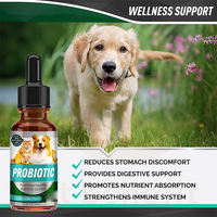 Gouttes Probiotiques pour Chiens OEM/ODM : Prébiotiques, Enzymes Digestives, Absorption Rapide, Supplément Liquide pour la Santé Digestive et la Flore Intestinale