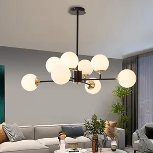 Moderne Zwarte Kroonluchter Voor Woonkamer Home Decor Eettafel Keuken Eiland Goud Plafond Hanglamp Nordic Glass Verlichting