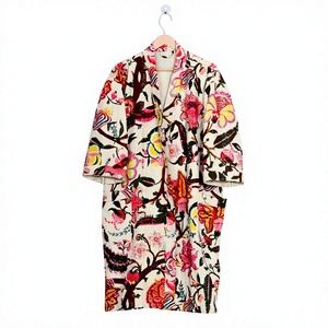 Kimono en coton 100% floral élégant et luxueux, veste matelassée imprimée à la main, vêtements festifs pour l'hiver/le printemps, respirant, doux, pour femmes - Product Image 1