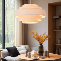 Lampe suspendue à abat-jour en tissu de style industriel moderne, en lin naturel, fabriquée à la main, avec 2, 3, 4 ou 5 LED, contrôle par application, lumière chaude