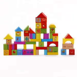 102 Pieces Colorful Wooden Blocks Stacking-Up Square Cubes Toddler Kids Baby Children Learning Educational Toys Geometric