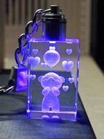 Porte-clés en cristal K9 en gros, rectangulaire, avec lumière LED, gravure laser 3D, porte-clés vierge en cristal pour cadeau d'affaires