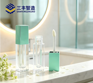 Empty <b>Lip</b> <b>Gloss</b> Bottle 5ml Square PETG Clear Tube With Mint Green Cap Screw Cap Cosmetic Container For <b>Lip</b> Tint Oil - Product Image 6