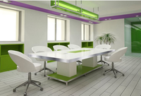Table de réunion de bureau de forme ovale en surface solide au design unique
