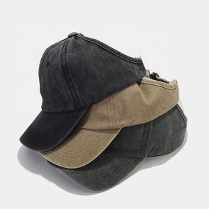 Sport di alta qualità 6 pannelli Plain Custom logo Vintage vecchio stile esterno lavato in cotone coda di cavallo cappellino da Baseball - Product Image 2