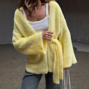 Cappotto maglione a maniche lunghe <span class=keywords><strong>bianco</strong></span> soffice stile clotcoreano caldo <span class=keywords><strong>Cardigan</strong></span> <span class=keywords><strong>lungo</strong></span> lavorato a maglia Vintage per donna 2025 vestiti invernali - Product Image 5