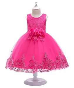 D0037女孩连衣裙图案豪华蕾丝花童夏季婚礼派对礼服为7岁的女孩