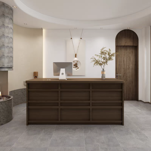 Mostrador <span class=keywords><strong>de</strong></span> Recepción Comercial <span class=keywords><strong>de</strong></span> Madera Ecológico, Minimalista y Retro Clásico YS-0183 con Diseño Moderno <span class=keywords><strong>de</strong></span> Bambú y Ratán Tradicional - Product Image 3