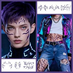 Rumi Kpop Boy Group tatuajes temporales púrpura conjunto de cuerpo completo Rumi patrones tatuajes pegatinas Waterpro para fiesta de Cosplay de Halloween - Product Image 5