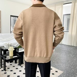 Suéter de cuello vuelto con media cremallera de alta calidad, cuello Polo, prendas de punto antiarrugas informales, suéter de otoño para hombre - Product Image 5