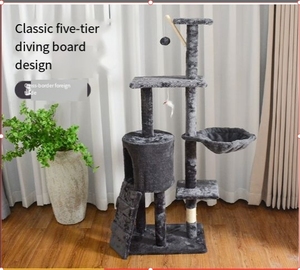 Modern lüks XL kedi kulesi tırmalama sütunu temel gri yüksek tırmanma kapalı kedi ağacı büyük yetişkin kediler için ev Sisal kağıt - Product Image 5