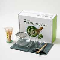 Kit de fabrication de thé Matcha 8 pièces Outils de fabrication de thé Matcha Ensemble de fouet Matcha en verre transparent avec support de support de tamis de bol de fouet