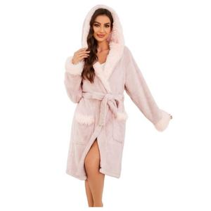<span class=keywords><strong>Accappatoio</strong></span> in pile felpato lavorato a maglia <span class=keywords><strong>con</strong></span> <span class=keywords><strong>cappuccio</strong></span>, lunghezza al ginocchio, per il massimo relax invernale da <span class=keywords><strong>donna</strong></span> - Collezione 2026 - Product Image 4