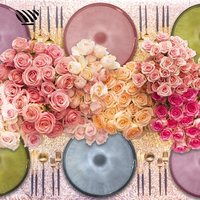 Ensemble de 13 assiettes de présentation de mariage en verre texturé classique, durables et écologiques, vaisselle décorative colorée