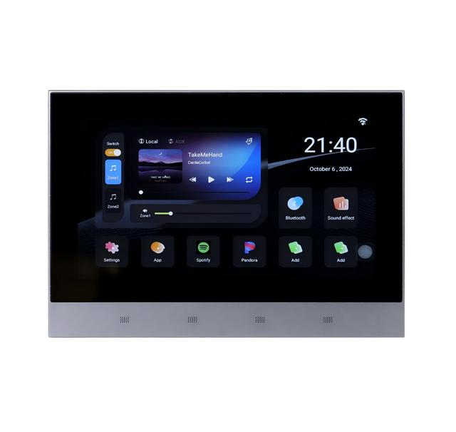 V High-Definition Touch Amplifier with Clock Calendar Display and 2-Zone Audio for Modern Home Automation Amplifier