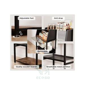 Étagère de boulanger 2-en-1 en bambou, boîte à pain au design rectangulaire moderne, étanche, écologique, grande capacité, rangement de cuisine à 2 niveaux - Product Image 3