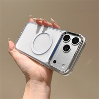 Coque de téléphone magnétique transparente simple avec anneau pour iPhone 18 17 Pro Max 16 15 14 13, cadre d'appareil photo électroplaqué, protection en TPU