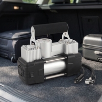 Portable Double Cylinder 12V Car Tire Inflator with Tire Pressure Monitor Mini Air Compressor Electric Air Pump