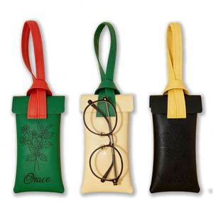 Custom Engraved Color-Block Classic PU Leather Glasses Strap Personalized Birth Flowers Soft Eyeglasses Pouch Bridesmaid Makeup - Product Image 1