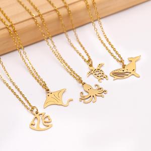 Stainless Steel Marine Life Necklaces Dolphin Sea Turtle Octopus Shark Pendants Necklaces Personalized Women's Chain <b>Choker</b> - Product Image 6
