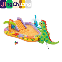 Piscine gonflable pour bébé avec toboggan à eau en forme de dinosaure, bac à sable et piscine à balles, modèle 56139