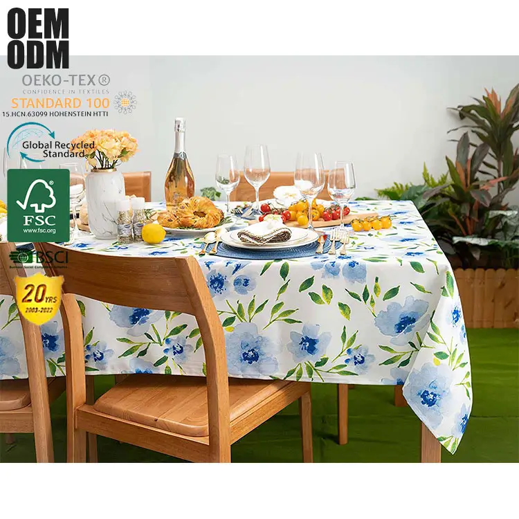 Outdoor Digital Printed Polyester Tablecloth Waterproof Rectangle Party Decorations Elegant Square Table Clothes