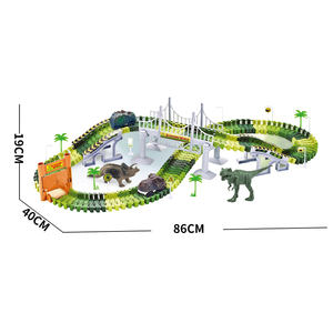 لعبة سيارة كهربائية على شكل ديناصور من جاكو تويز مع مسار وقطع تركيب تعليمية، مجموعة ألعاب ديناصورات قابلة للتجميع - Product Image 2