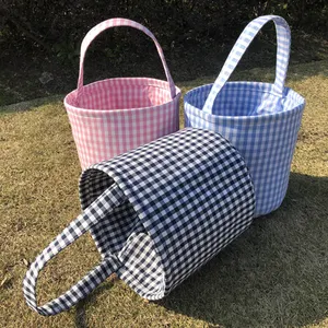 Custom Personalized High Quality Cute Bunny Kids Candy Monogrammed Bucket Plain Gingham Easter Basket
