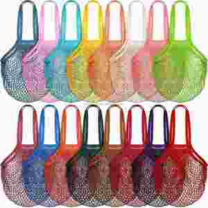 Sac en filet réutilisable 100% coton biologique certifié avec cordon de serrage et poignée en corde, personnalisable avec logo, pour courses, fruits, légumes et produits frais - Product Image 2