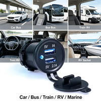 Prise USB encastrable pour camion 3.1A avec LED bleue et couvercle étanche unique 12V 24V pour semi-remorque, autocar, flotte, cabine de couchage