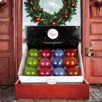 Boules de Noël de Luxe de Haute Qualité pour Décorations de Maison, Ensemble de 12 Pendentifs LED Peints en PET de 8 cm, Semi-faits à la Main