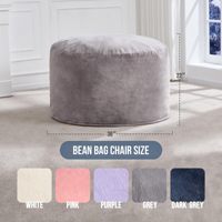 Gris clair Confortable Peluche Xxl Big Bean Bag Chaises Oversize Beanbag Soft Faux Fur Covers Giant Foam Ball Bean Bag Sofa pour Adultes