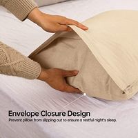 100% taies d'oreiller en lin housses de coussin 1 paire Style de base enveloppe chevauchement fermeture français naturel