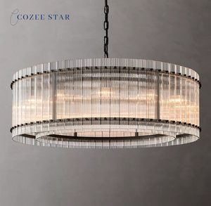 Lustre rond en verre LED moderne <span class=keywords><strong>San</strong></span> <span class=keywords><strong>Marco</strong></span> pour salon chambre à coucher salle à manger avec culot d'ampoule E12 Lustre noir - Product Image 2
