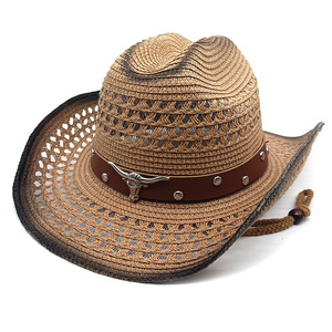 Chapeaux <span class=keywords><strong>de</strong></span> cowboy en <span class=keywords><strong>paille</strong></span> pour femmes et hommes, <span class=keywords><strong>chapeau</strong></span> <span class=keywords><strong>de</strong></span> cowgirl western à large bord, <span class=keywords><strong>chapeau</strong></span> <span class=keywords><strong>de</strong></span> soleil pour voyage, vacances et plage - Product Image 3