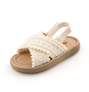 Sandales à la mode pour filles, nouveau style d'été, chaussures de princesse tissées à semelle souple, antidérapantes, chaussures de plage aérées - Product Image 1