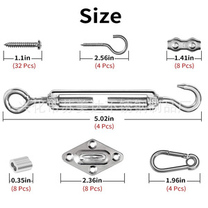 Black Plastic Coated Steel Wire <b>Rope</b> Tensioner Coupling Spring Hook For Outdoor <b>Lighting</b> Support - Product Image 3