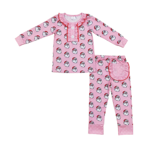 Petite fille Boutique ensemble de vêtements décontractés noël père noël imprimer automne tenues pour enfants tout-petits en gros enfant soeur ensemble - Product Image 5
