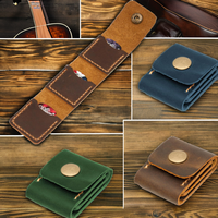 Eco-friendly PU Leather Guitar Pick Holster Three-Fold Storage Bag for Stringed Instruments Parts Accessories
