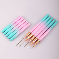 Nouvel ensemble de 5 pinceaux de nail art ultra-fins pour le dessin de lignes, la peinture florale et la sculpture, avec manche métallique, vente en gros transfrontalière