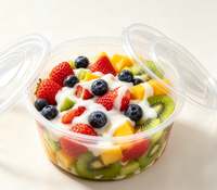 Bol alimentaire jetable en plastique PP transparent rond, compatible micro-ondes, pour aliments pour bébés et événements de restauration, entreprise alimentaire