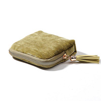 Pochette à bijoux portable, pliable, légère, durable, mini, avec fermeture éclair, en tissu de coton, organiseur de voyage pour bagues et boucles d'oreilles