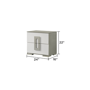 Comodino Olivia Contemporaneo a 2 Cassetti in Legno Bianco, Arredamento Moderno per Camera da Letto - Product Image 2