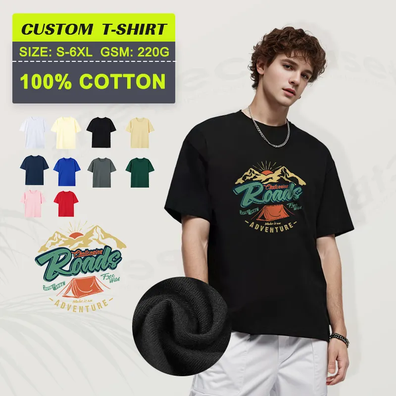 Men's Classic Crew Neck Soft 100%Cotton Loose and casual Graphic Short-Sleeve custom T-Shirt