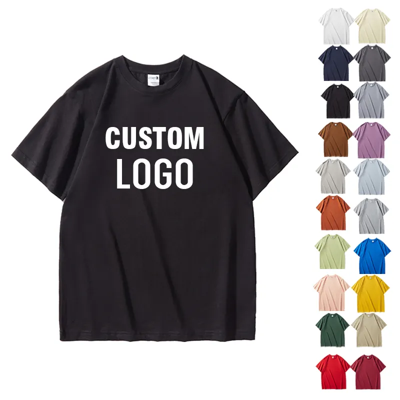 Individuelles hochwertiges Herren-T-Shirt 240 G 100 Baumwolle Rundhalsausschnitt solide Farbe T-Shirt Kurzarm lose Hälfärmel Unisex-T-Shirts