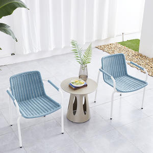 Nordic Milk tea shop <span class=keywords><strong>Cafe</strong></span> balcón al aire libre B & B mesas y sillas de ratán de aleación de aluminio - Product Image 6